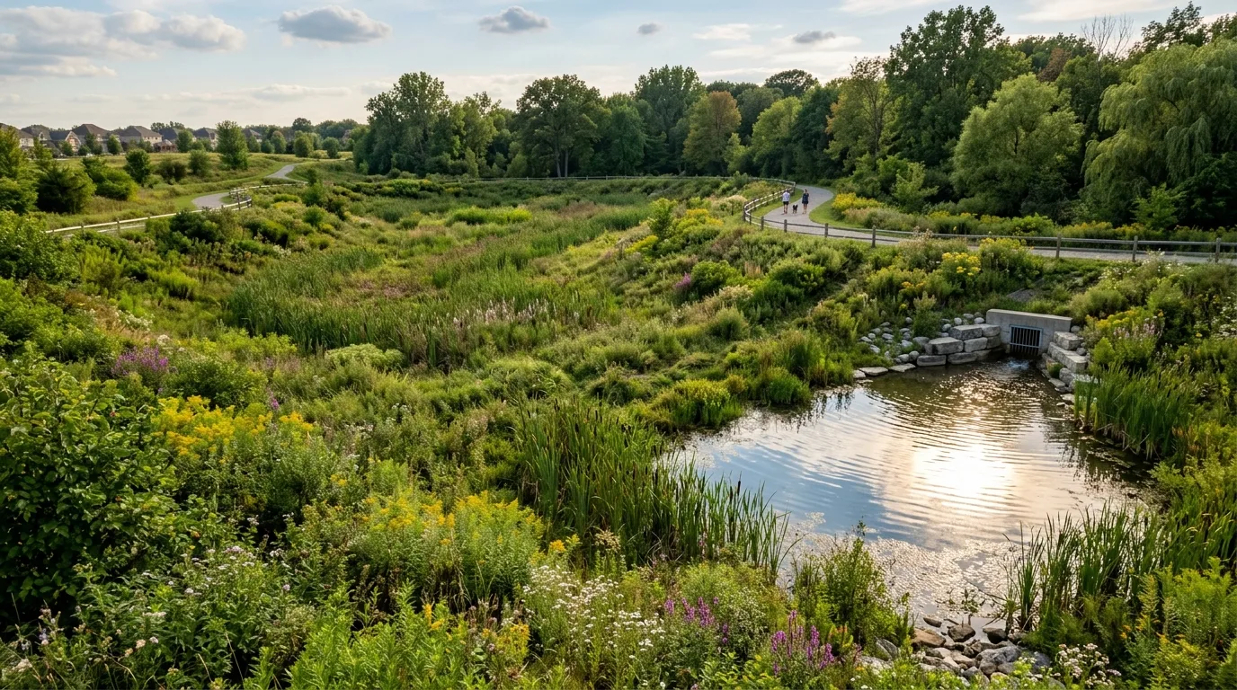 Retention Basin With Vegetation